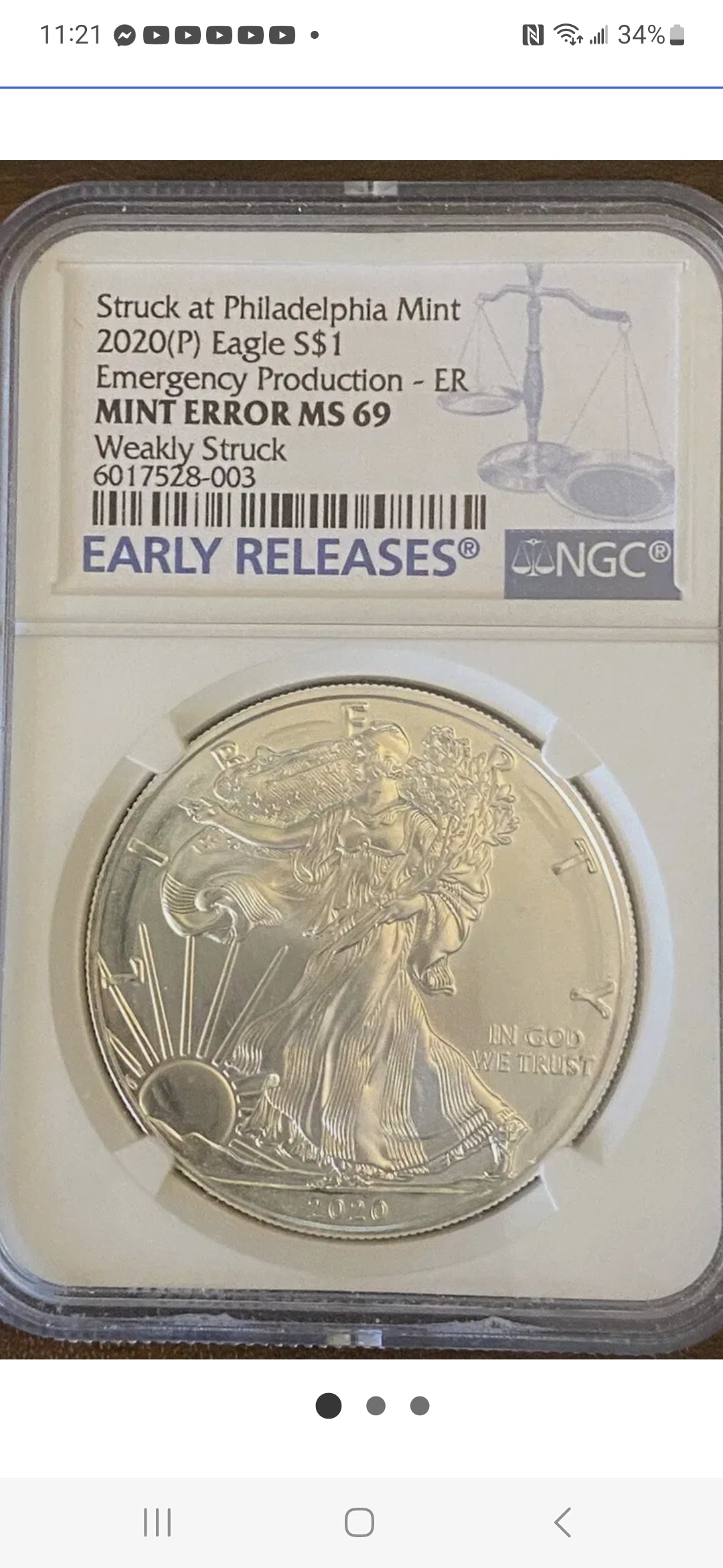 2020 (P) ASE $1 EMERGENCY PRODUCTION MINT ERROR NGC MS69