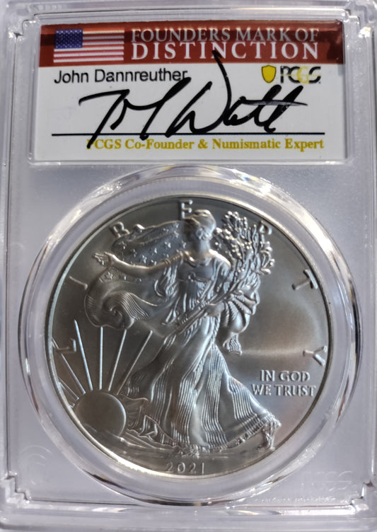 2021 Silver Eagle Type 1 - First Day of Issue PCGS $1 MS70 Signed by John Dannrether - Goldstar Mint 