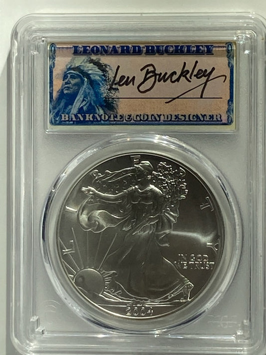 2011 W 1$ PCGS SILVER EAGLE MS70 "25TH ANNIVERSARY " SIGNED BY LEN BUCKLEY - Goldstar Mint 